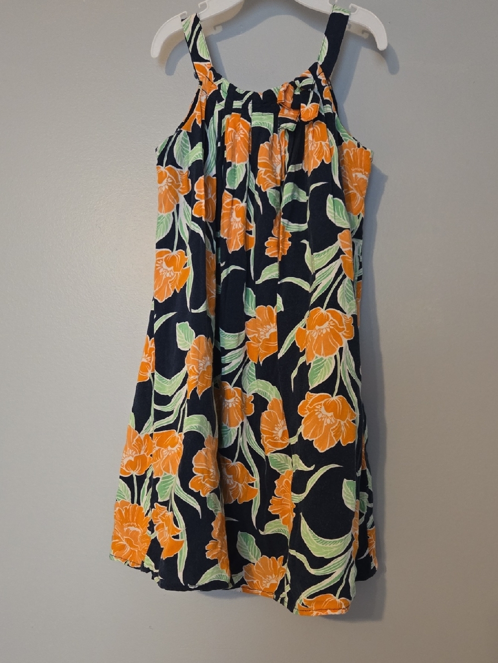 GAP Navy Dress with Orange Floral and Green Leaves